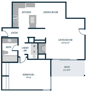 Spinnaker Floor Plan - Starboard Apartments, Juanita Beach, Kirkland, Washington 98034